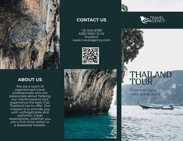Proposal for Tourist Trip to Thailand with Beautiful Scenery Brochure 8.5x11in Tasarım Şablonu