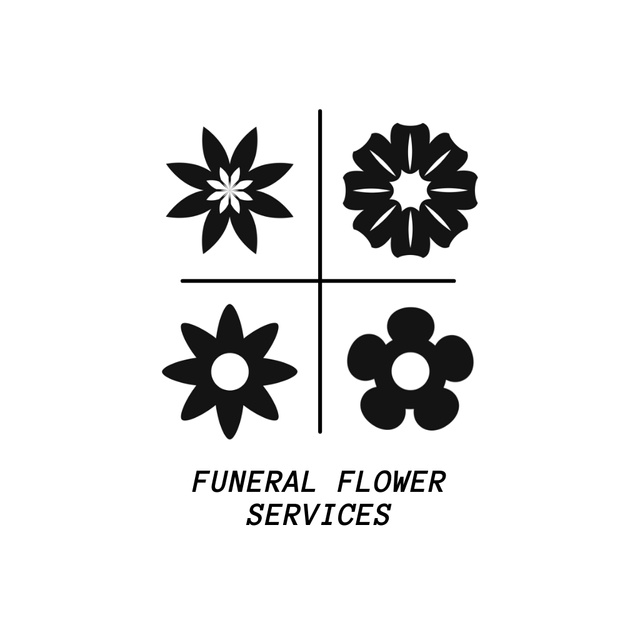 Emblem of Flower Arrangement Service for Funeral Ceremonies Animated Logo Design Template