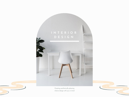 Template di design Interior design calmo su sfondo grigio Presentation