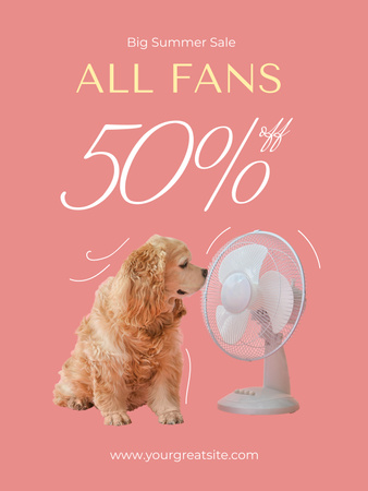 Fans Sale Offer with Cute Dog Poster 36x48in Design Template