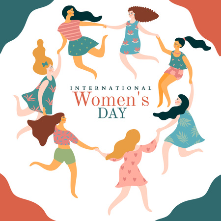 Ontwerpsjabloon van Instagram van Diverse Women Celebrating International Women's Day