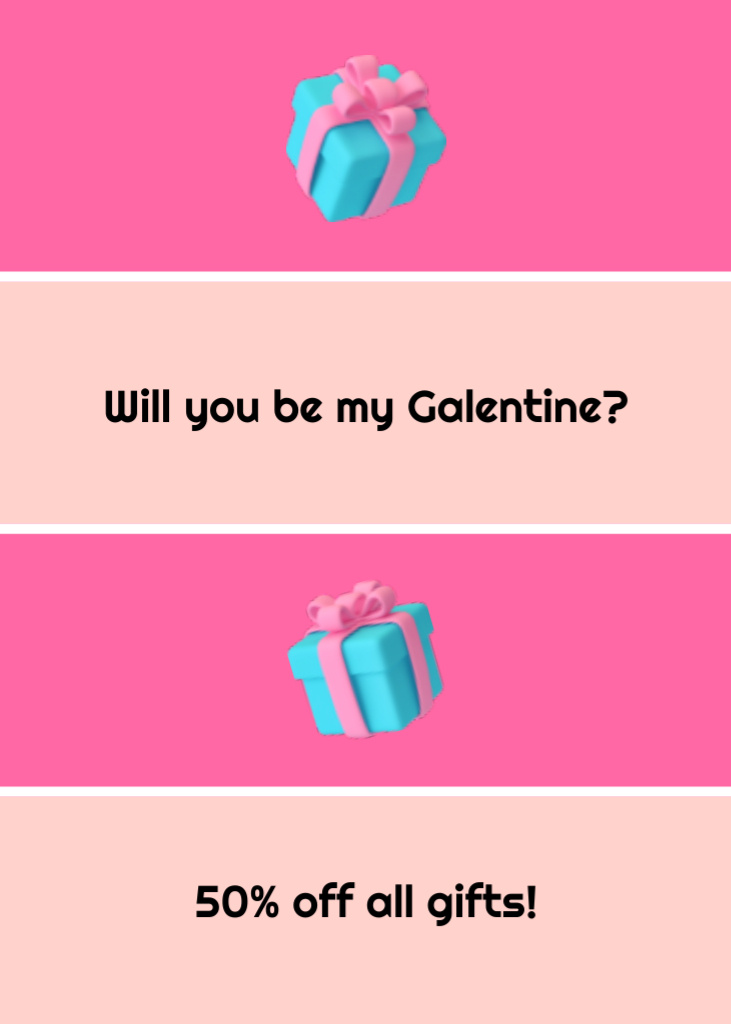 Galentine's Day Discount Offer in Pink Postcard 5x7in Vertical Šablona návrhu