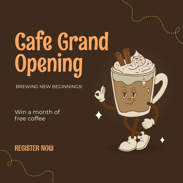 Fun-filled Cafe Grand Opening With Raffle Instagram AD Design Template