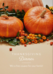 Thanksgiving Dinner with Pumpkins and Berries Twigs