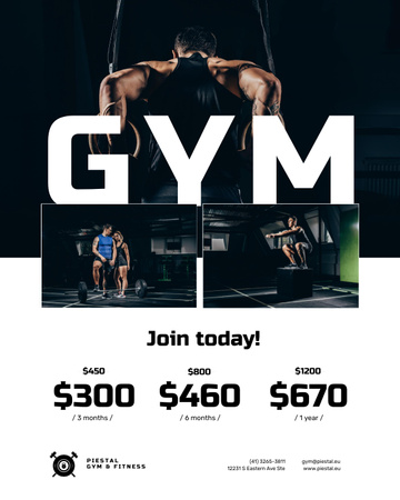 Gym Offer with People doing Workout Poster 16x20in Design Template