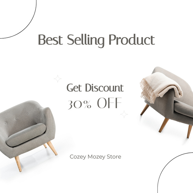 Designvorlage Furniture Offer with Stylish Chair with Discount für Instagram