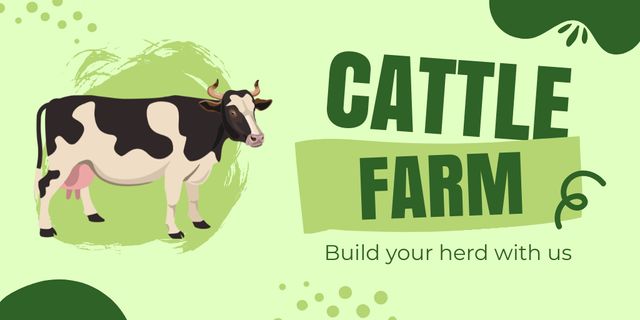 Build Your Cattle Farm with Us Twitter tervezősablon