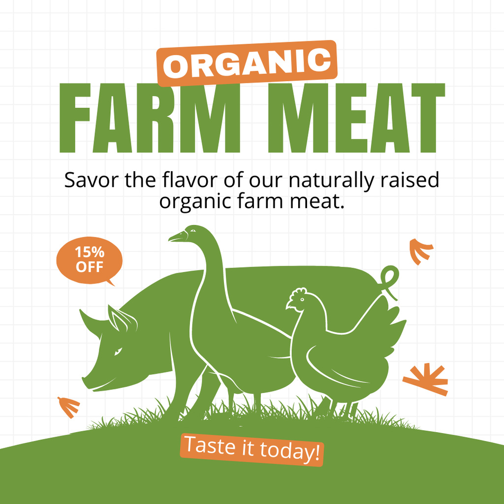 Ontwerpsjabloon van Instagram van Organic Farm Meat Sale