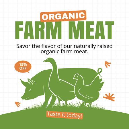 Designvorlage Verkauf von Bio-Fleisch vom Bauernhof für Instagram