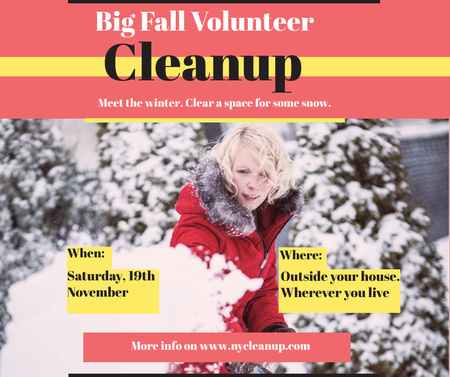 Designvorlage Woman at Winter Volunteer clean up für Facebook