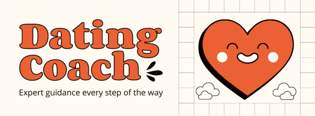 Promo for Dating Coach Services with Cute Heart Facebook cover Πρότυπο σχεδίασης