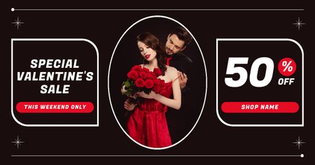 Sevgililer Günü İndirimlerinin Romantik Reklamı Facebook AD Tasarım Şablonu