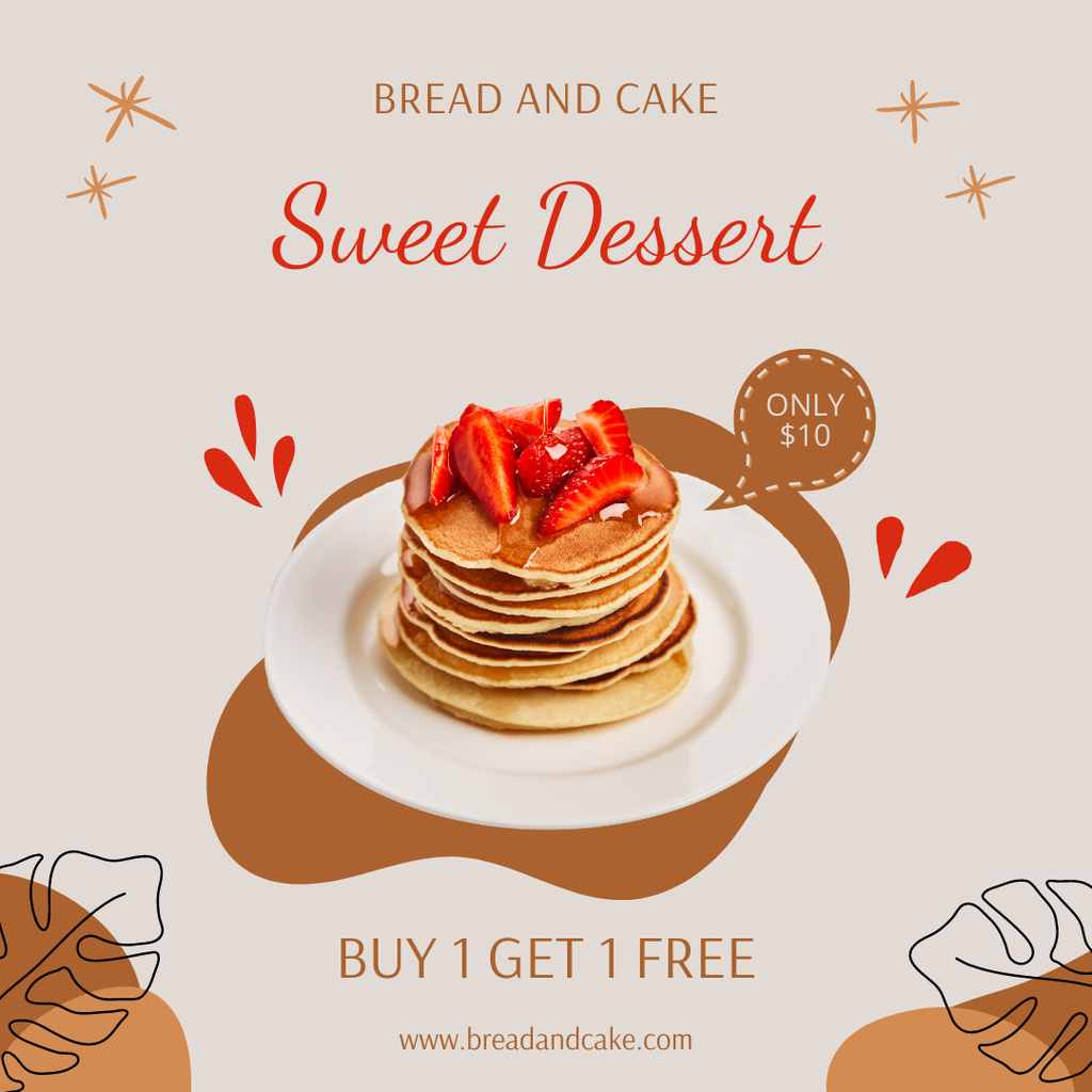 Designvorlage Sweet Desserts of Pancakes für Instagram