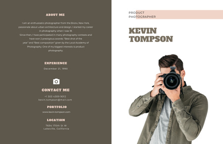 Professional Photographer Services Brochure 11x17in Bi-fold Design Template