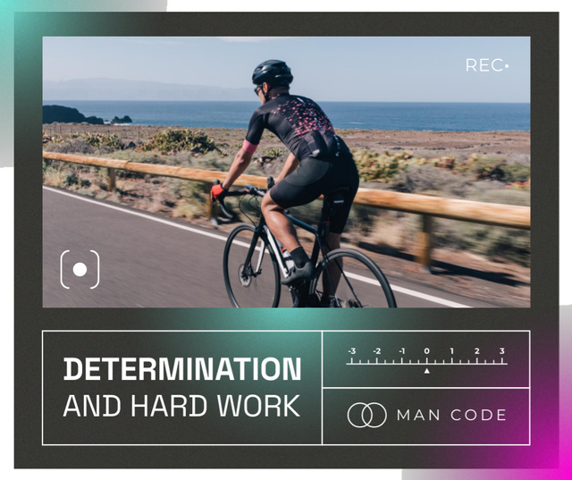 Manhood Inspiration with Cyclist riding on Seacoast Facebook Design Template