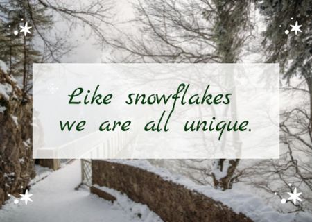 Platilla de diseño Inspirational Phrase with Snowy Landscape Card