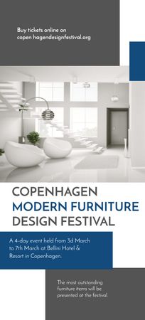 Furniture Festival ad with Stylish modern interior in white Flyer 3.75x8.25in – шаблон для дизайну