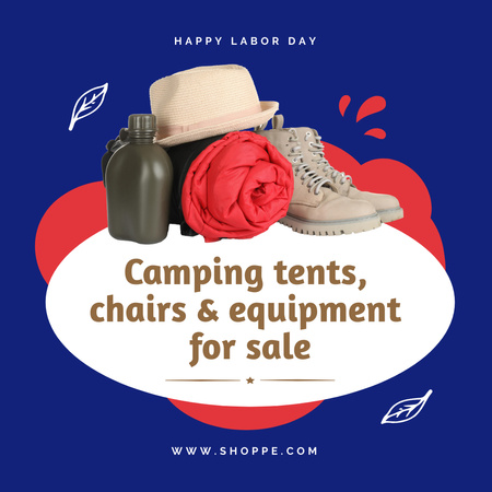 Camping Equipment Offer on Labor Day Instagram Design Template