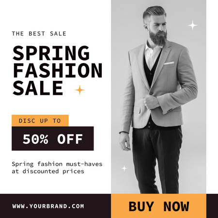 Férfi tavaszi kollekció akció öltönyös férfival Instagram tervezősablon