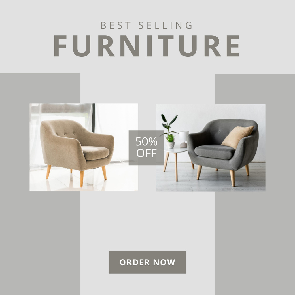 Modern Furniture Offer with Stylish Armchairs Instagram Modelo de Design