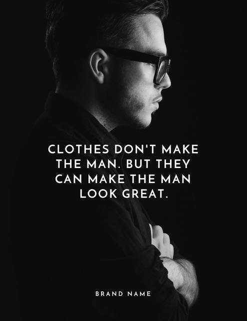 Modèle de visuel Phrase about Clothes with Businessman in Suit - Poster 8.5x11in