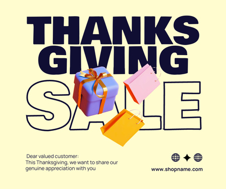 Thanksgiving Sale Announcement with Gifts Facebook Design Template
