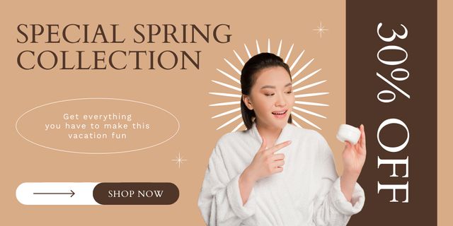 Ontwerpsjabloon van Twitter van Offer Special Spring Collection Women's Cosmetics