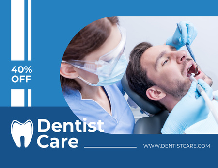 Dental Care Services Ad with Offer of Discount Thank You Card 5.5x4in Horizontal Design Template
