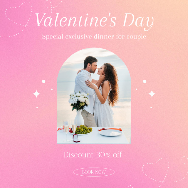 Special Exclusive Dinner Offer for Couple on Valentine's Day Instagram AD Design Template