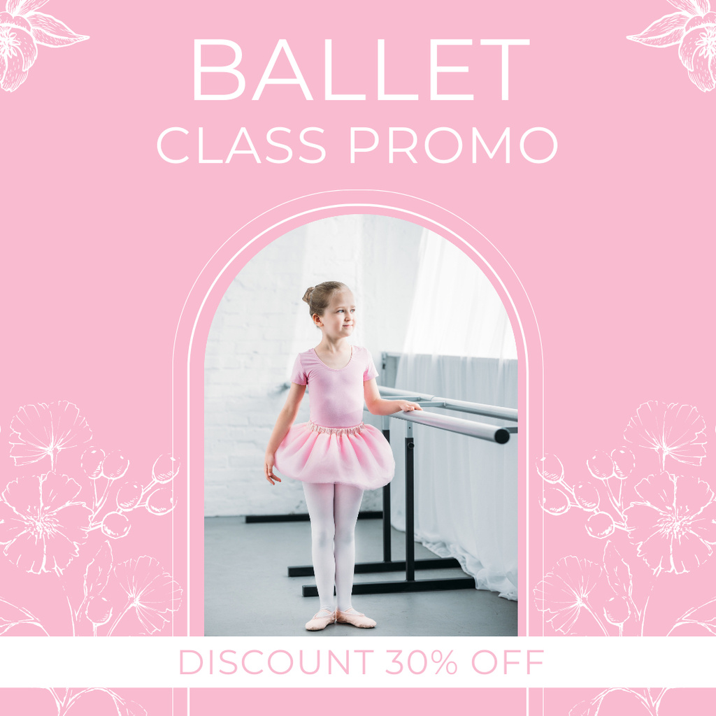 Ontwerpsjabloon van Instagram van Ballet Class Promo with Little Girl