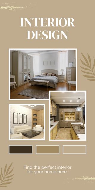 Ad of Interior Design with Stylish Bedroom Graphic Design Template