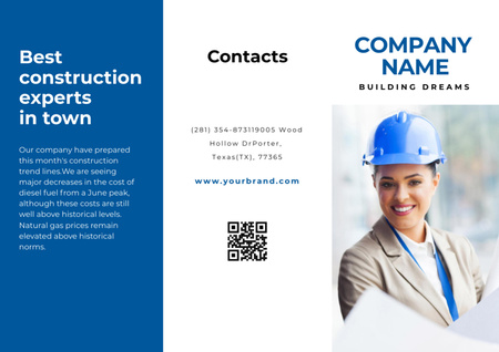 Construction Company Services Promotion Brochure Tasarım Şablonu