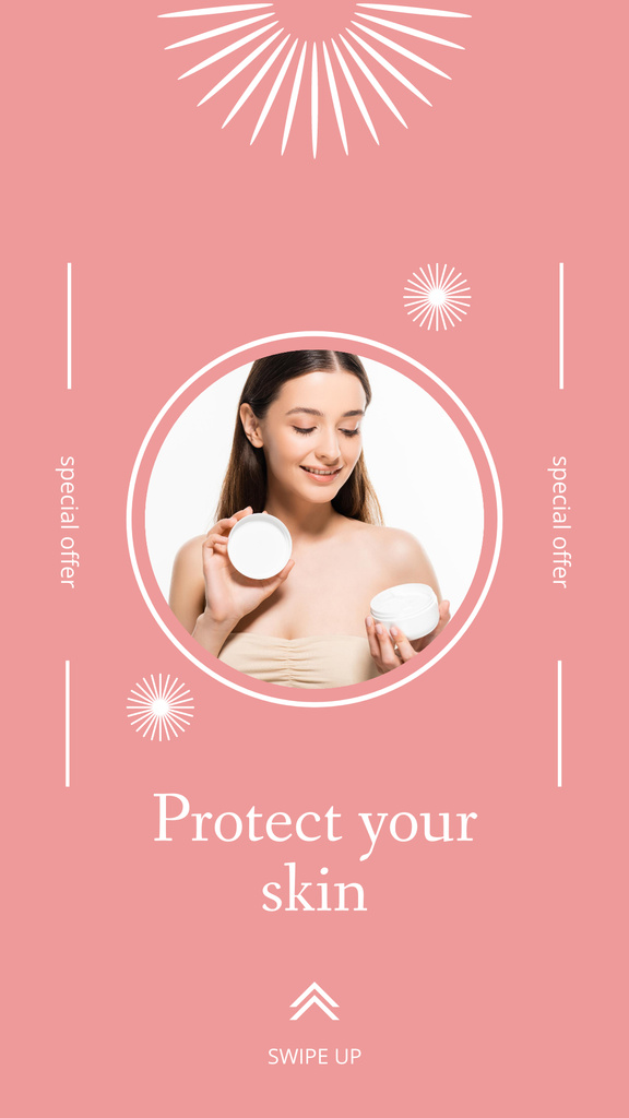 New Skincare Product Ad with Cream Instagram Story Modelo de Design