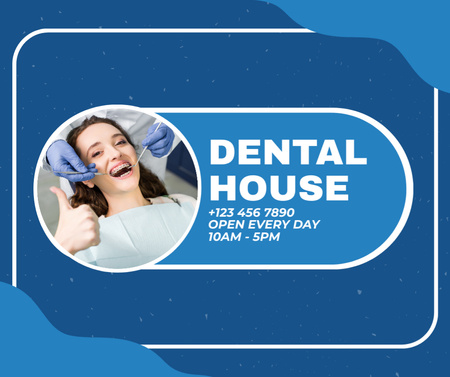 Szablon projektu Reklama kliniki dentystycznej z uśmiechniętym pacjentem na krześle Facebook