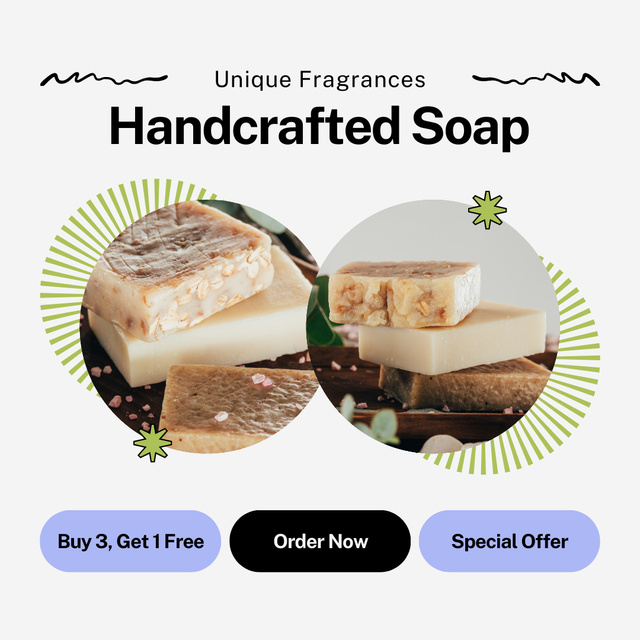 Ontwerpsjabloon van Instagram AD van Handmade Soap with Delicate Texture Offer