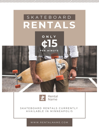 Skateboard Sale Announcement Poster US Design Template
