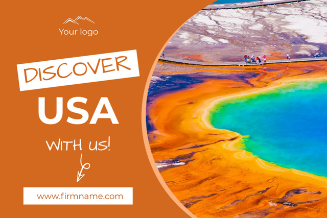 Ad of USA Travel Tours Offer In Orange Postcard 4x6in – шаблон для дизайна