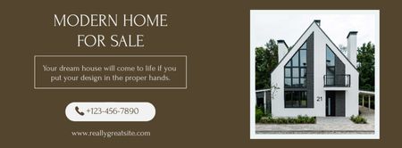 Modern House for Sale Offer In Brown Facebook cover Πρότυπο σχεδίασης