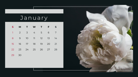 Beautiful White Flower Calendar tervezősablon