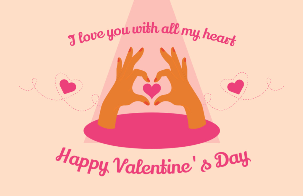 Designvorlage Declaration of Love for Valentine's Day With Gesture Illustration für Thank You Card 5.5x8.5in