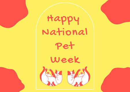 National Pet Week with Cute Cats Card Design Template