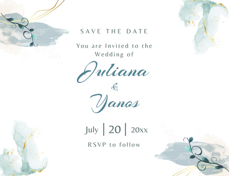 Save the Date of Perfect Wedding Invitation 13.9x10.7cm Horizontal Design Template