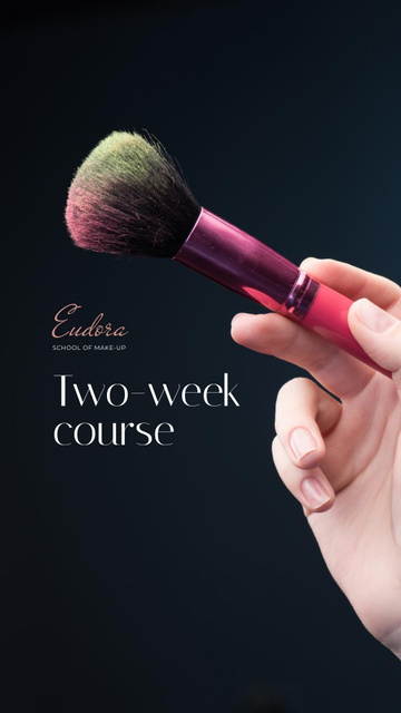 Modèle de visuel Makeup Courses Promotion with Hand holding Brush - Instagram Story