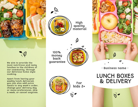 School Food Ad with Delicious Sandwiches Brochure 8.5x11in Z-fold Design Template