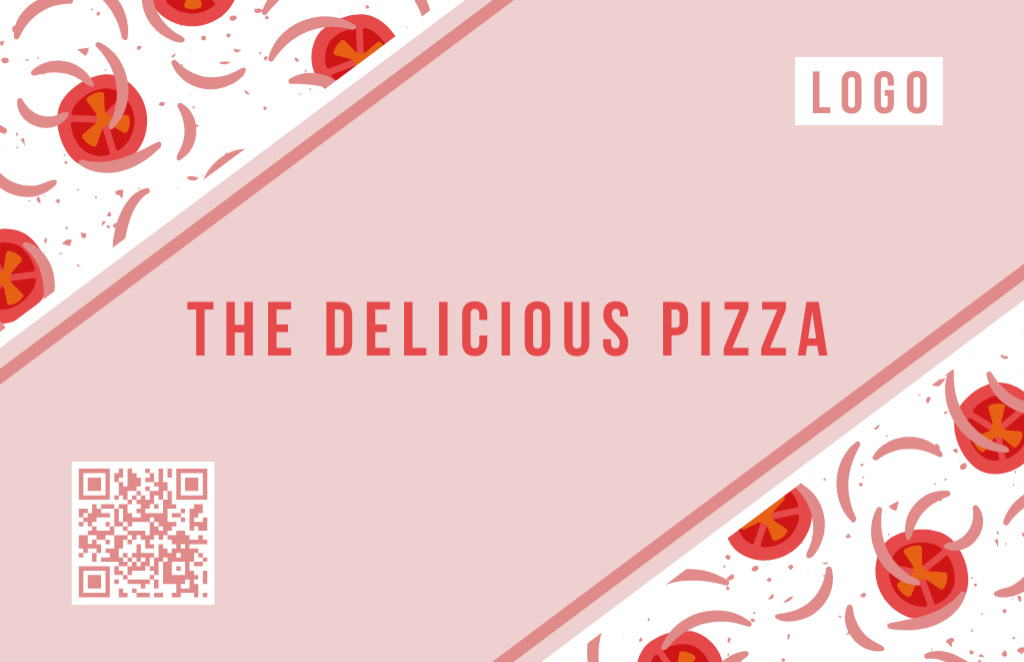 Delicious Pizza Offer on Pink Business Card 85x55mm tervezősablon