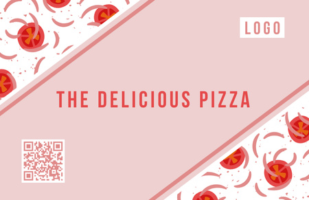 Пропозиція смачної піци на рожевому Business Card 85x55mm – шаблон для дизайну