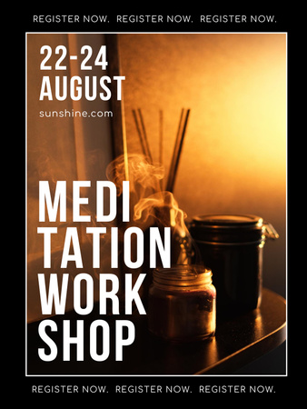 Ontwerpsjabloon van Poster US van Aankondiging van meditatie-evenement in gedempt licht