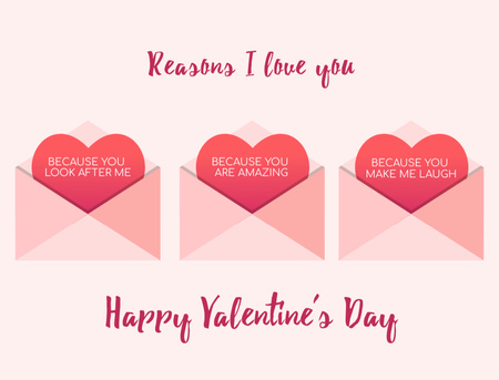 Platilla de diseño Romantic Valentine's Day Wishes Thank You Card 4.2x5.5in