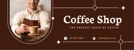 Ontwerpsjabloon van Facebook cover van Barista Serves Cup of Coffee
