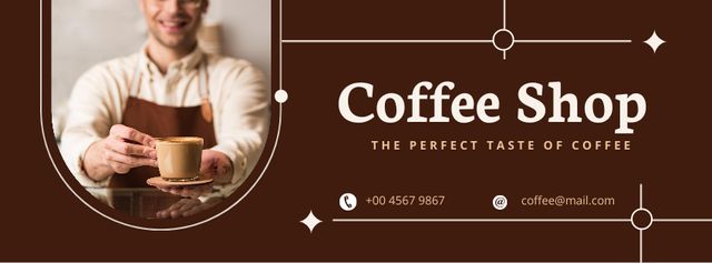 Barista Serves Cup of Coffee Facebook cover Πρότυπο σχεδίασης